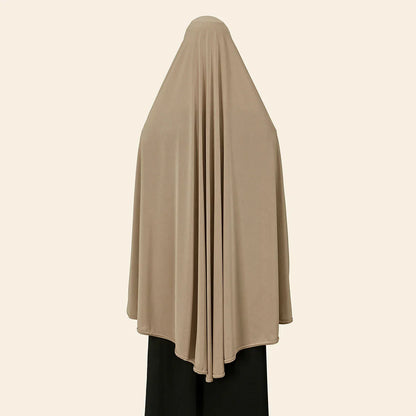 Women’s Full Cover Muslim Abaya – Solid Color Cotton Hemp Inner Hijab & Long Shawl Ramadan Prayer Dress
