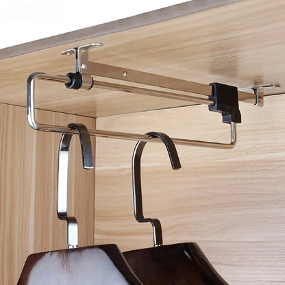 Telescopic Pants Hanger - Space Saving Metal Closet Organizer for Suits, Jackets & Wardrobe Storage
