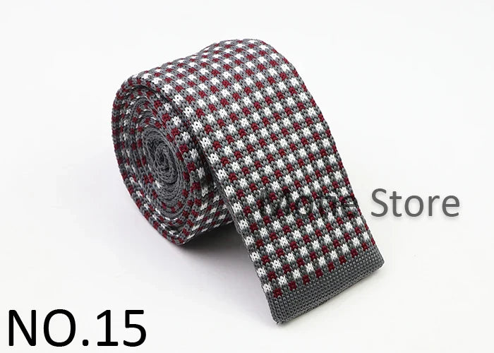 Classic Knit Neck Tie for Men — 6cm Plaid & Dots Casual Business Wedding Tie