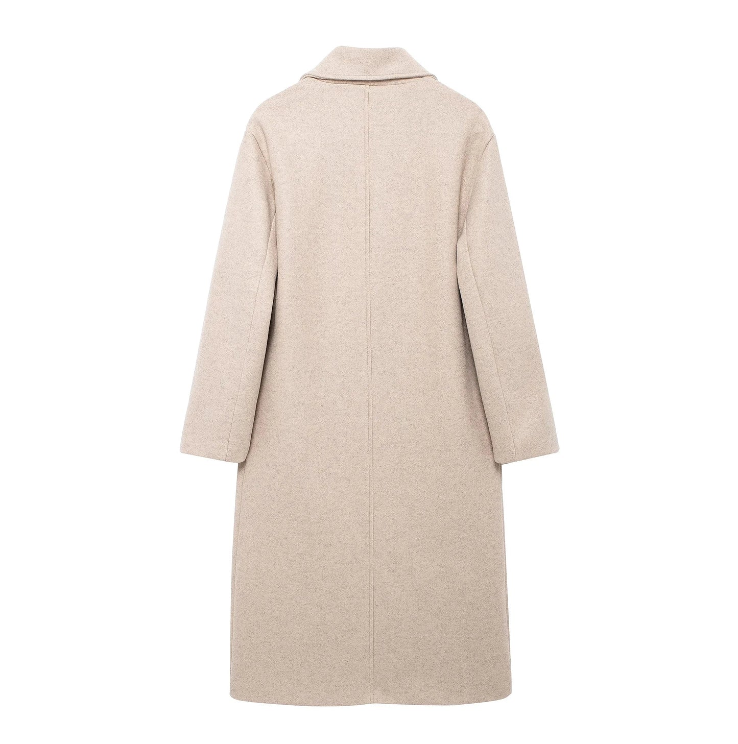 TRAFZA 2024 Women’s Autumn Loose Coat – Lapel Double-Breasted Long Sleeve Trench Jacket, Winter Warm Vintage Outerwear