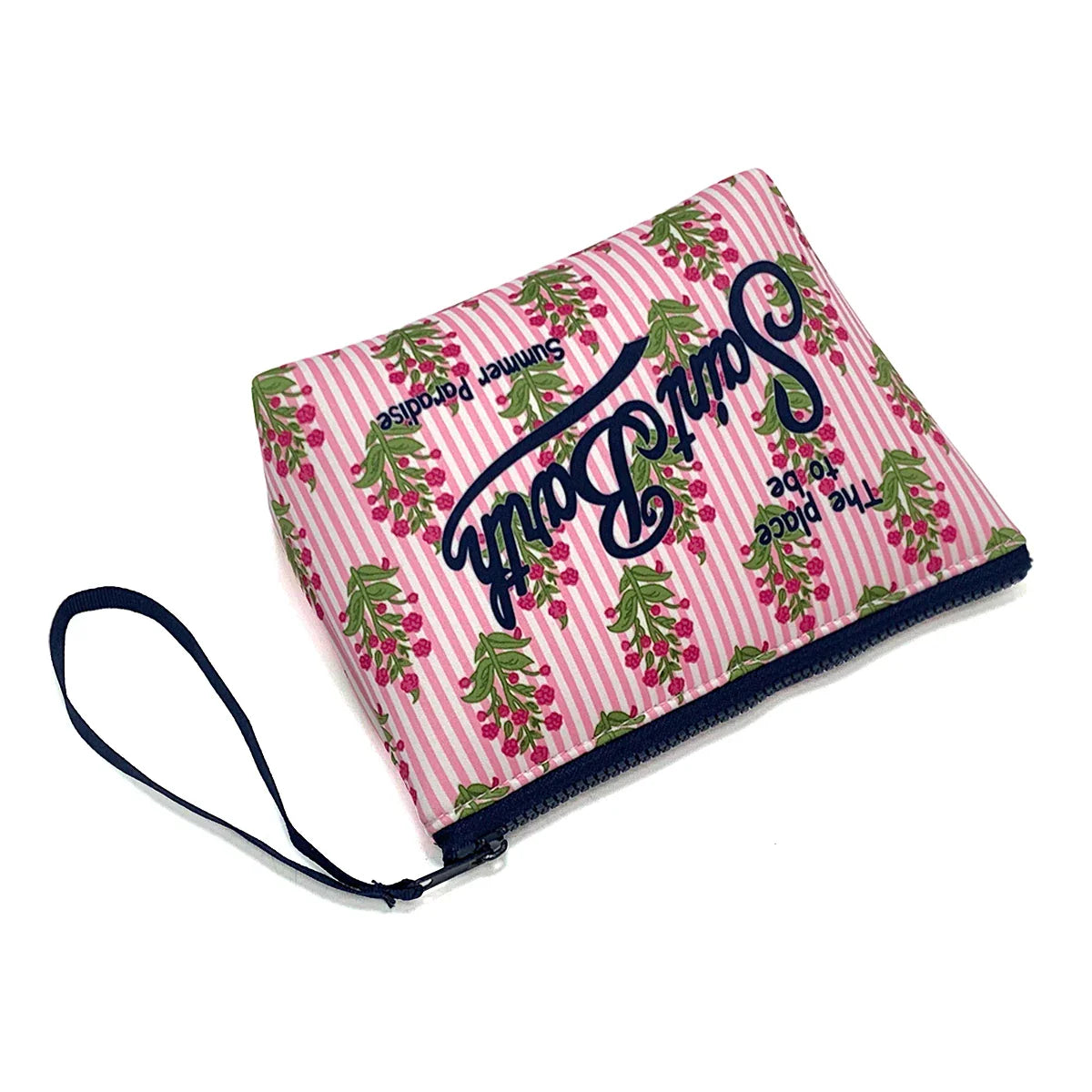 S-Saint B-Barth Striped Neoprene Zip-Up Clutch – Unisex Cosmetic & Toiletry Makeup Bag for Women