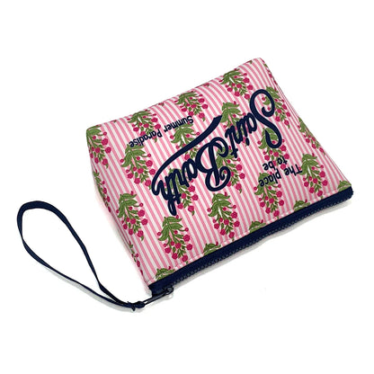 S-Saint B-Barth Striped Neoprene Zip-Up Clutch – Unisex Cosmetic & Toiletry Makeup Bag for Women