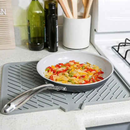 Large Silicone Dish Drying Mat | Hygienic, Non-Slip, Heat Resistant Pad Preventing Water Build-Up