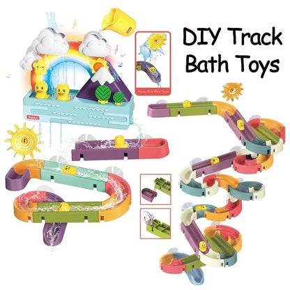 Baby DIY Bath Track Toy Set - Suction Cup Slide Assembly Duck Water Toys for Bathtub Shower Fun