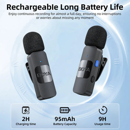 BOYA BY-V Wireless Lavalier Microphone – Professional Mini Mic for iPhone, iPad, Android, Live Broadcast, Gaming, Recording & Vlog
