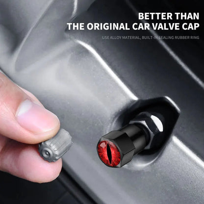 4PCS Universal DIY Eyes Design Car Tire Valve Caps - Stem Stickers for Cars, Motor Accessories and Gift Decor