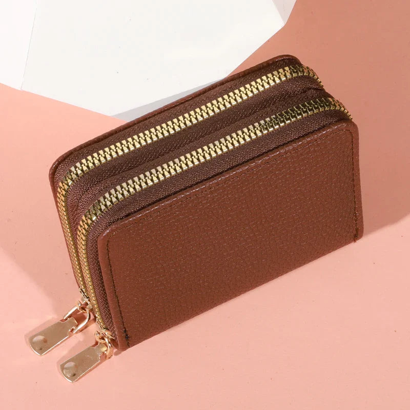 Women’s Zipper Short Purse – Lychee Pattern, Large Capacity Multi-Card & Coin Holder