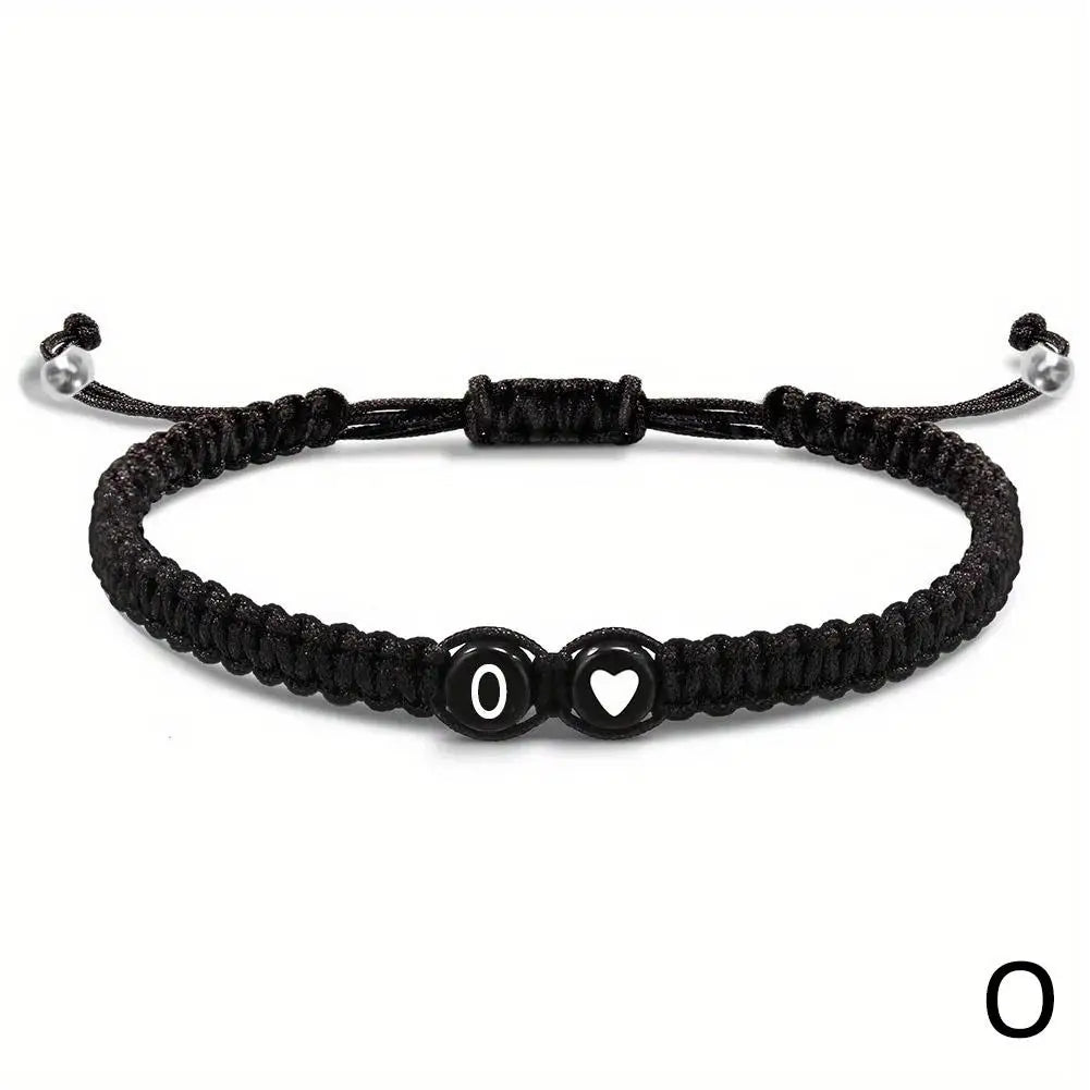 A-Z Initial Heart Bracelet - Handmade Adjustable Braided Name Jewelry Gift for Women & Men