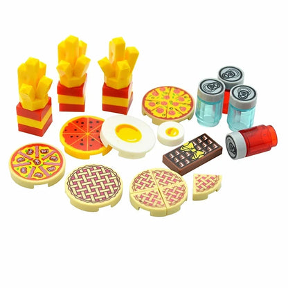 DIY Mini Food Building Block Figures – Bread, Fish, Fruit, Chicken, Crab, Hot Dog, Cake, Pizza & Carrot Creative Toy Bricks