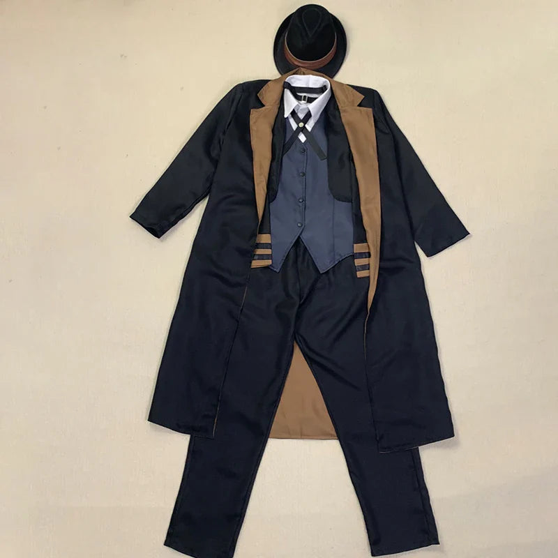Nakahara Chuuya Cosplay Costume — Hat, Uniform, Trench Coat & Pants, Big Size Outfit for Halloween & Comic Con