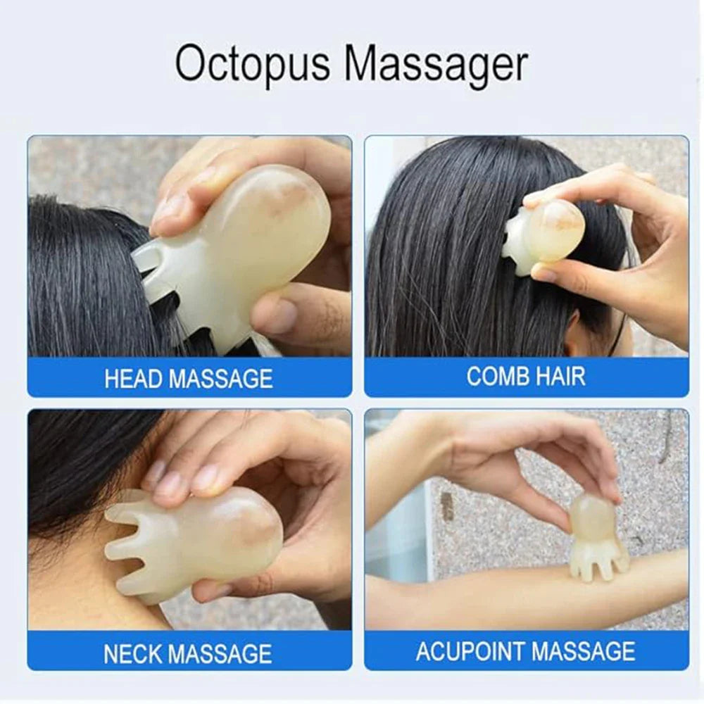 Octopus Shaped Meridian Acupoint Massage Comb – Wide Tooth Scalp, Neck & Back Manual Deep Tissue Massage Tool