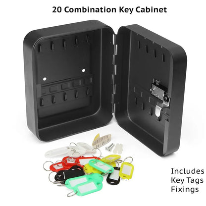 Wall-Mounted Key Cabinet with Lock & Code – 20 Key Organizer & Locking Key Holder Box