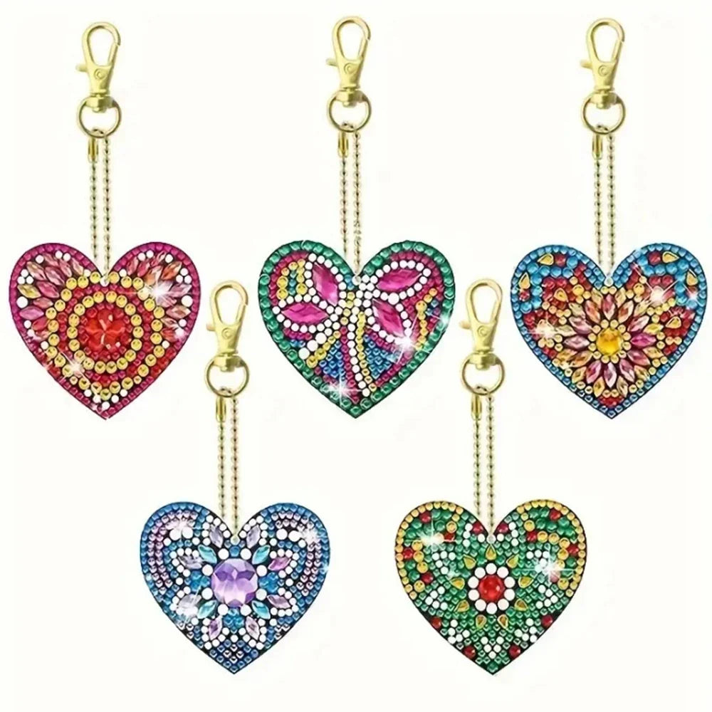 6pcs DIY Diamond Art Keychain Set - Double Sided Butterfly & Heart Crystal Rhinestone Painting Kits for Adults Crafting