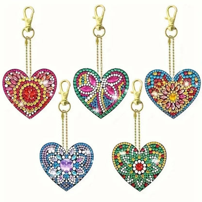 6pcs DIY Diamond Art Keychain Set - Double Sided Butterfly & Heart Crystal Rhinestone Painting Kits for Adults Crafting