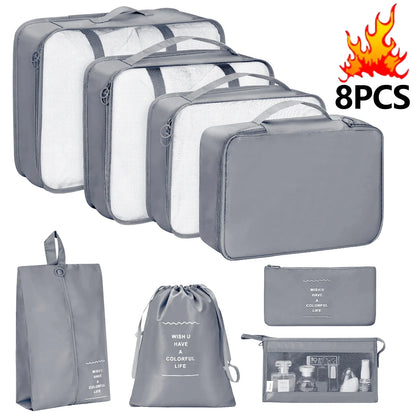 7-Pcs Travel Organizer Packing Cubes Set – Portable Luggage Storage Bags for Clothes, Shoes & Accessories