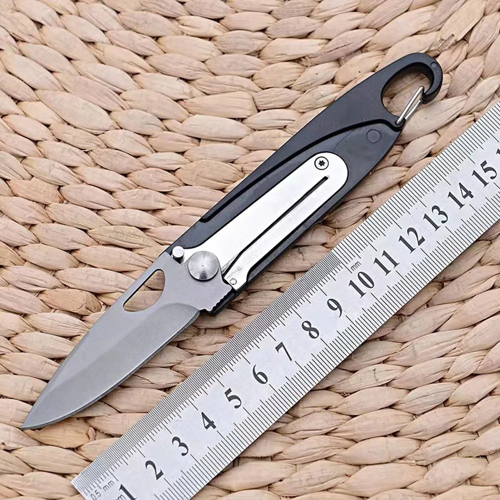 New Keychain Stainless Steel Folding Knife – Multi-Function Tool with Bottle Opener, Rope Cutter & Screwdriver