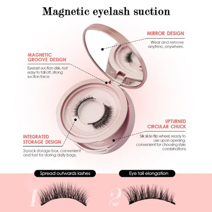 Magnetic Eyelashes Set – 3D Mink Reusable False Lashes 1/2 Pairs with Tweezers, Natural Long Makeup Kit