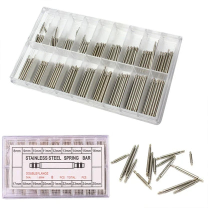 270pcs Stainless Steel Spring Bars Set – 8mm to 25mm for Watchband Strap Repair & Watch Accessories