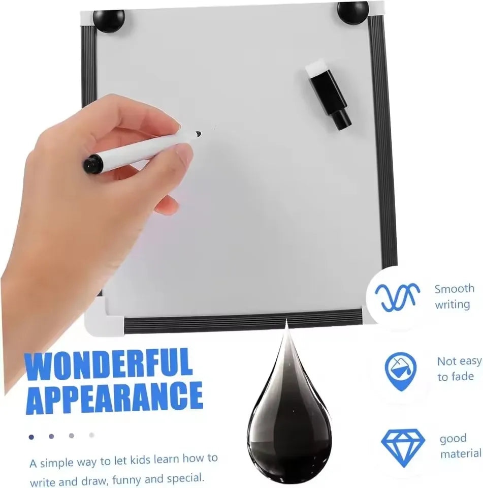 Magnetic Dry Erase Markers with Eraser Caps - Black Whiteboard Pens for School, Home and Office