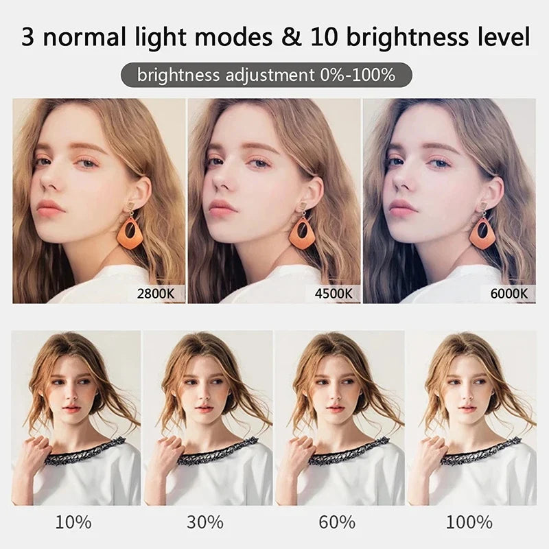 10 Inch LED Selfie Ring Light - Dimmable Photography Fill Lamp With Mini Tripod for Phone Live Video Studio