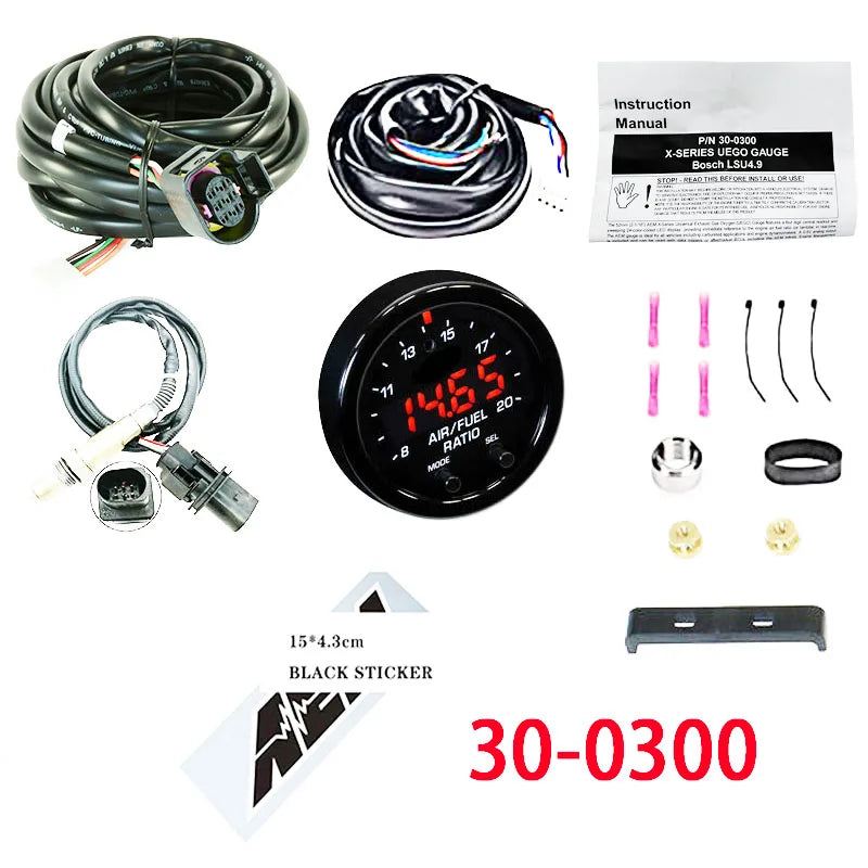 AEM Wideband Gauge Kit — 30-4110 / 30-0300 X-Series AFR O2 UEGO Air Fuel Ratio Gauge 2 1/16" with LSU 4.9 17025 Sensor