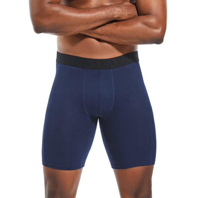 Men’s Long Boxer Briefs – Fashion Polyester Stretch Underwear, Comfortable Sexy Fit Performance Boxer Shorts for Men