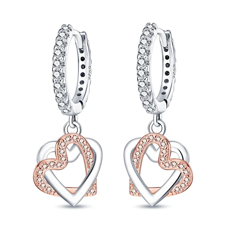 2024 New 925 Sterling Silver Rectangular Hoop Earrings with Zircon - Golden Luxury Wedding Gift for Women
