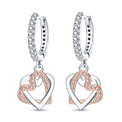 2024 New 925 Sterling Silver Rectangular Hoop Earrings with Zircon - Golden Luxury Wedding Gift for Women