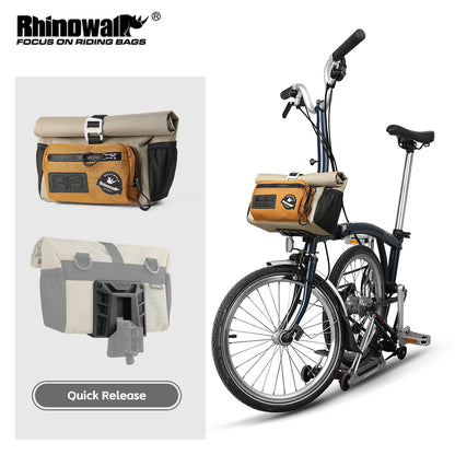 Rhinowalk 4L Bike Handlebar Bag — Quick Release Front Tube Basket with MOLLE for Brompton Folding Bikes