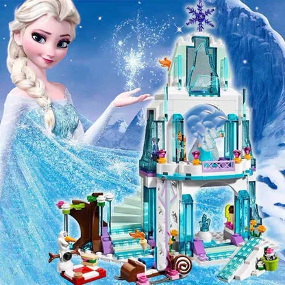 Disney Frozen Dream Princess Elsa Ice Castle Building Blocks Set - Magic Castle Toy Gift