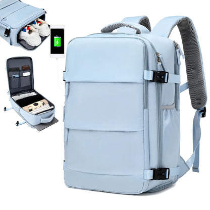 Travel Backpack with 15.6-Inch Laptop Compartment - Waterproof Design and Shoe Storage, Unisex Backpack