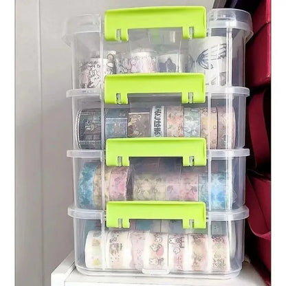 4-Layer Stackable Transparent Organizer Box – Multi-Tier Plastic Storage for Kids’ Toys, Makeup, Jewelry, School & Office Supplies