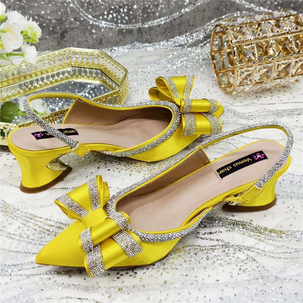 Elegant African High Heel Sandals - Chain Decor Wedding Pumps for Women’s Party & Formal Wear