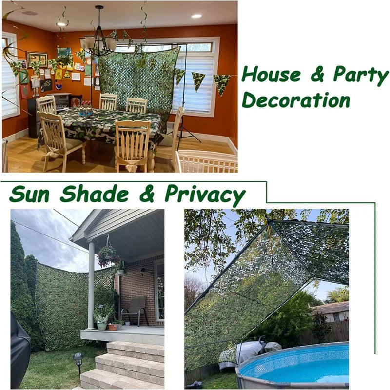 Camouflage Hunting Net - Outdoor Shade Mesh for Car Tent Awning, Sun Protection & Forest Concealment