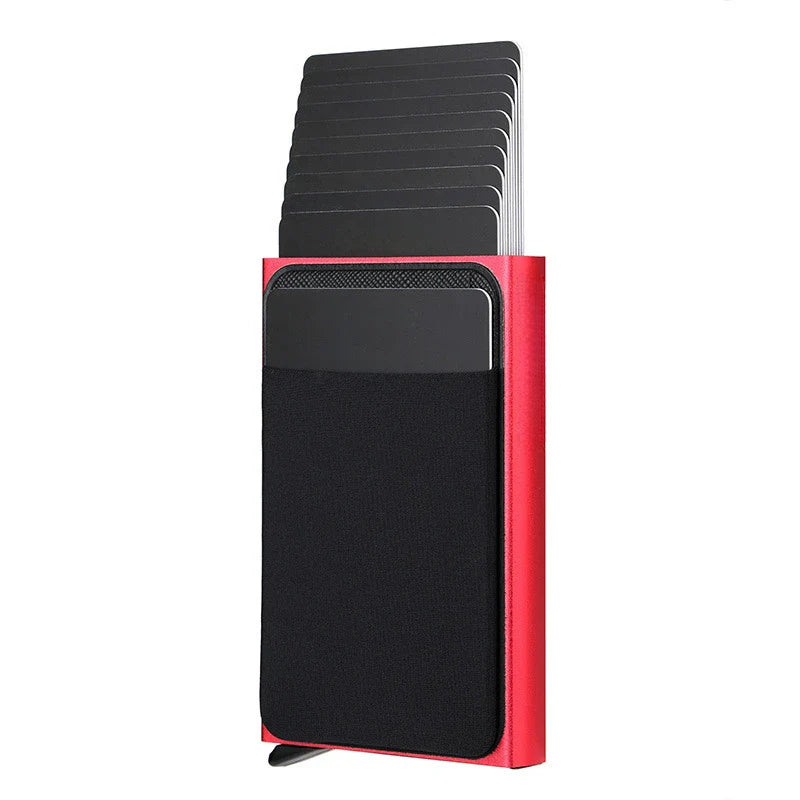 Automatic Flip Card Holder Sleeve — Large Capacity Metal Wallet with 12 Slots, Anti-Theft Credit Card Case for Men