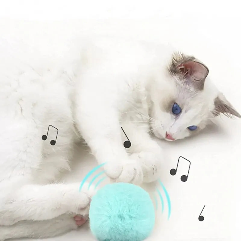 Interactive Smart Cat Toy Ball: Plush Electric Catnip Training Toy with Touch Sounding - Pet Product Squeak Toy for Kittens