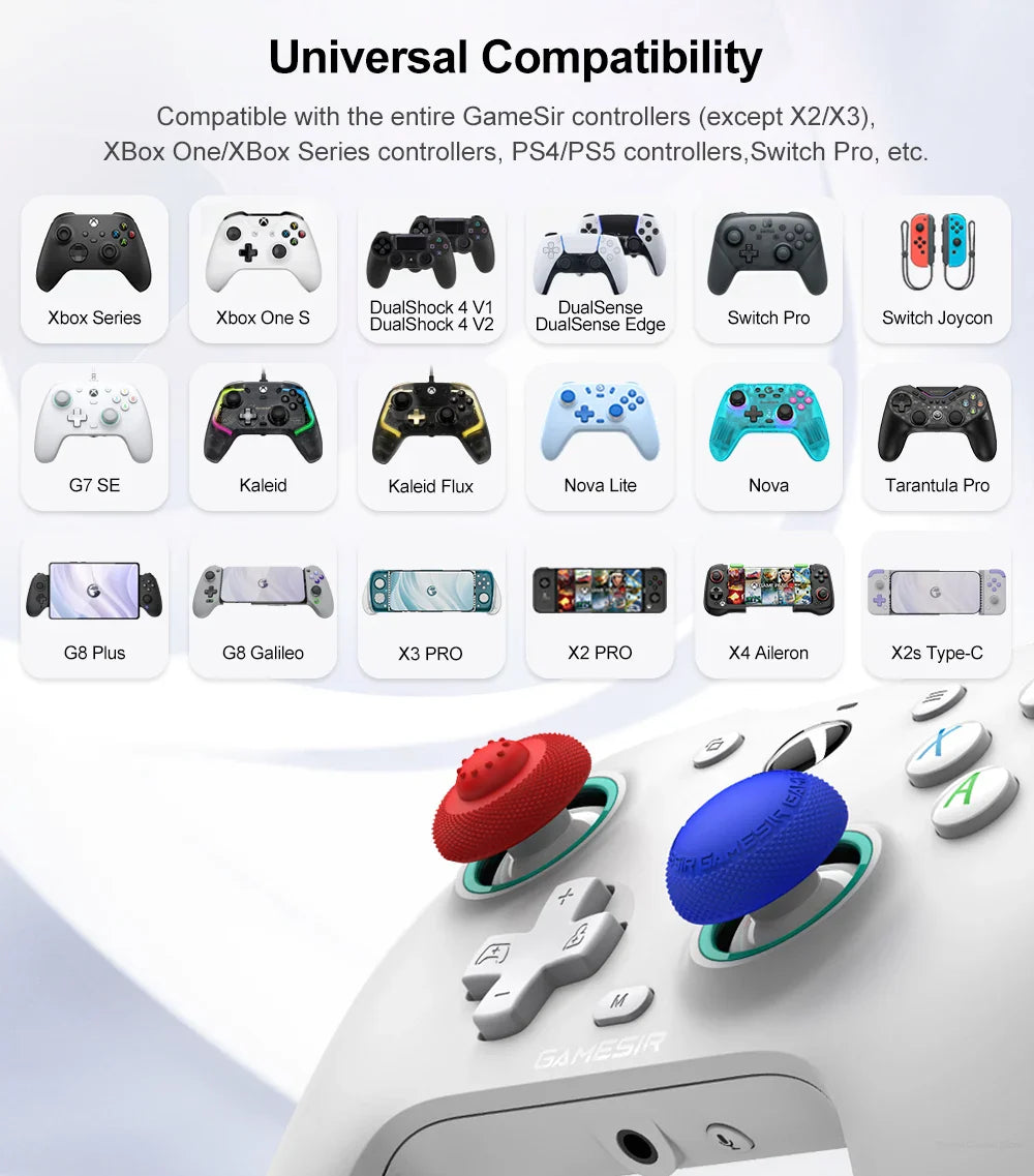 GameSir Colorful Silicone Thumb Grip Caps – Joysticks for GameSir, Xbox One/Series, Switch Pro, PS4 & PS5 Controllers