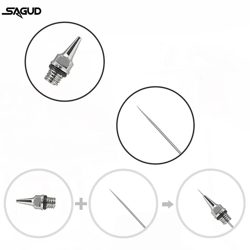 Airbrush Nozzle & Needle Replacement Kit – 0.2/0.3/0.5mm Repair Accessories for Various Airbrush Models