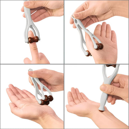Solid Wood Finger Massage Roller Set (1/3Pcs) – 360° Acupressure Hand & Finger Massager Clip for Meridian Relief, Stress Reduction & Hand Therapy