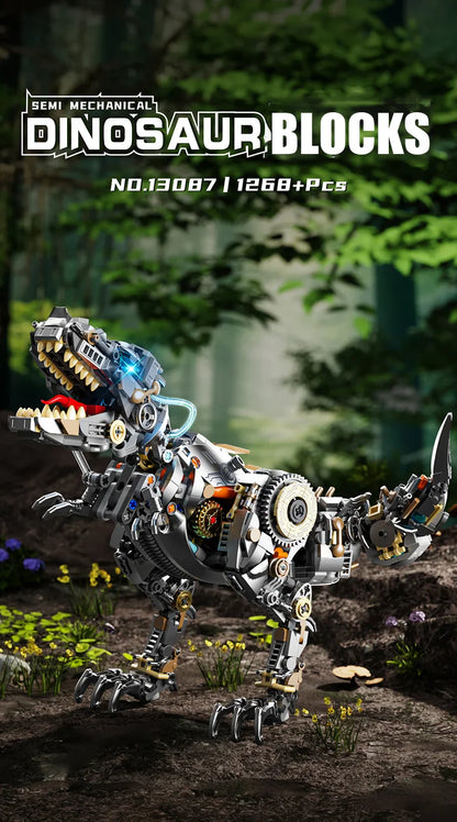 Mechanical Animal Building Blocks – T-Rex, Whale, Parrot, Devil Ray & Shark Model with Lights for Kids & Adults