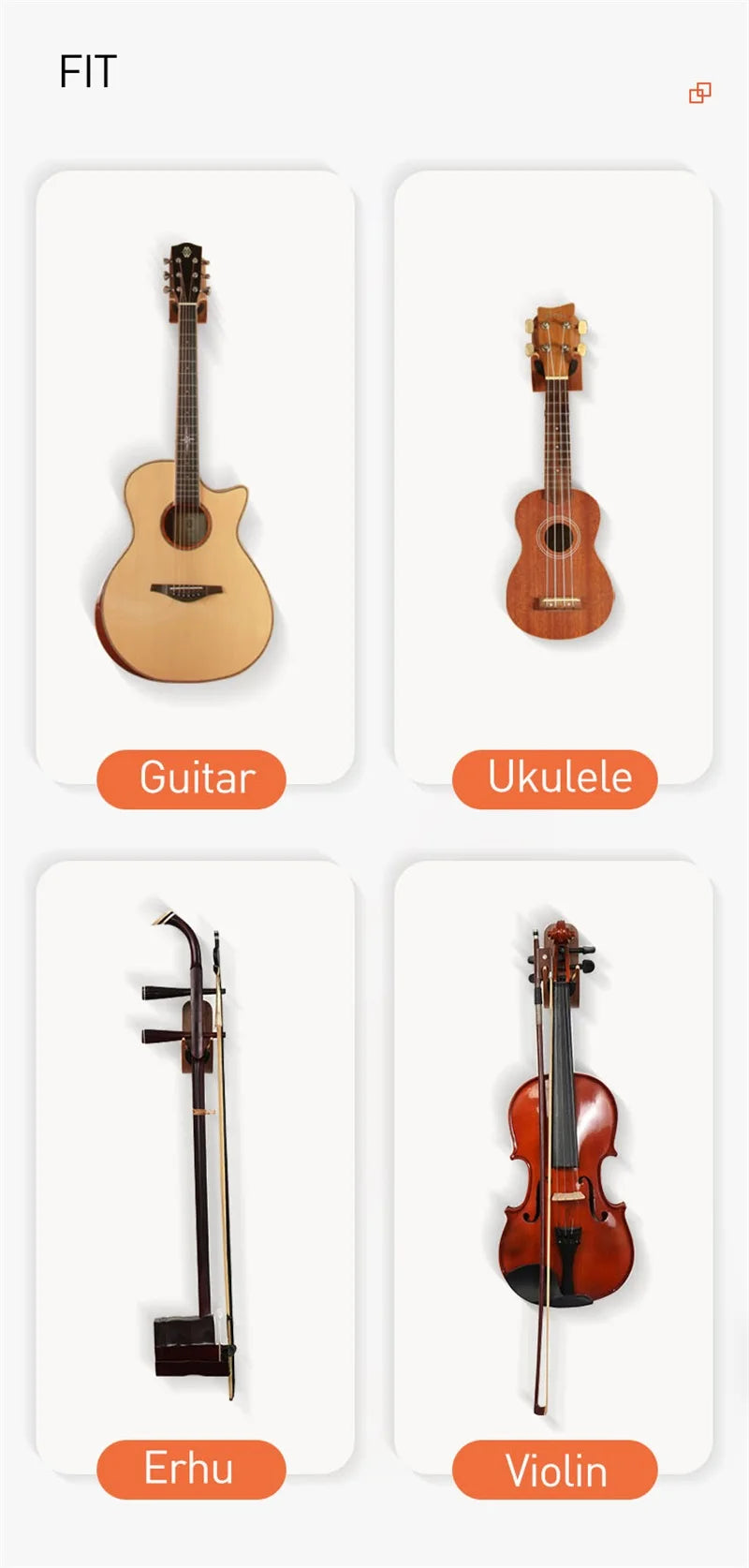 Wall-Mounted Stringed Instrument Hanger — Space-Saving Guitar & Musical Instrument Holder