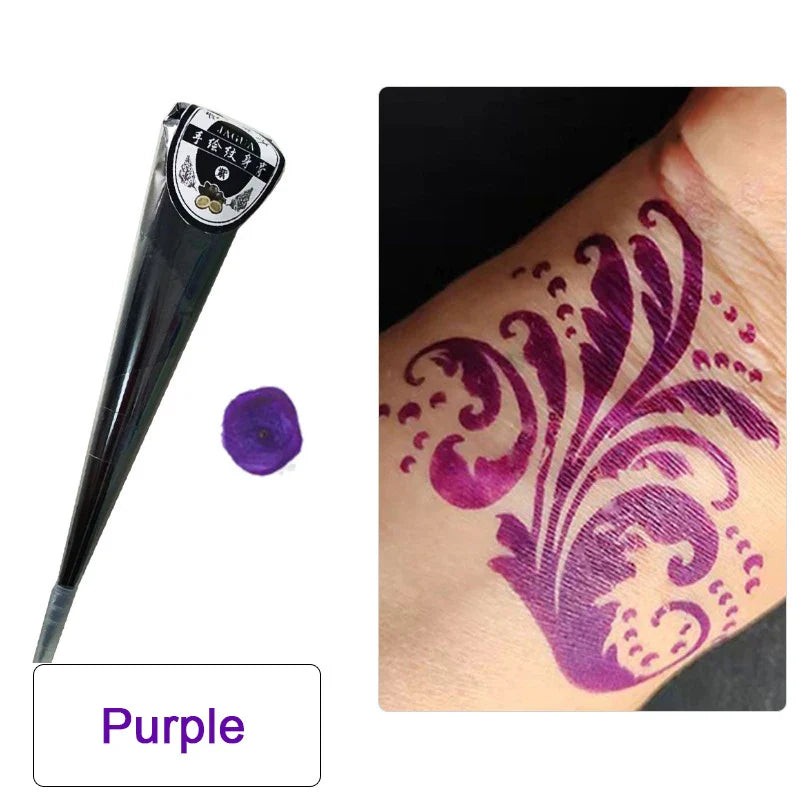 Henna Temporary Tattoo Cone – Non-Toxic Waterproof Body Art Paste for Skin Decoration, Festival & Creative Body Painting