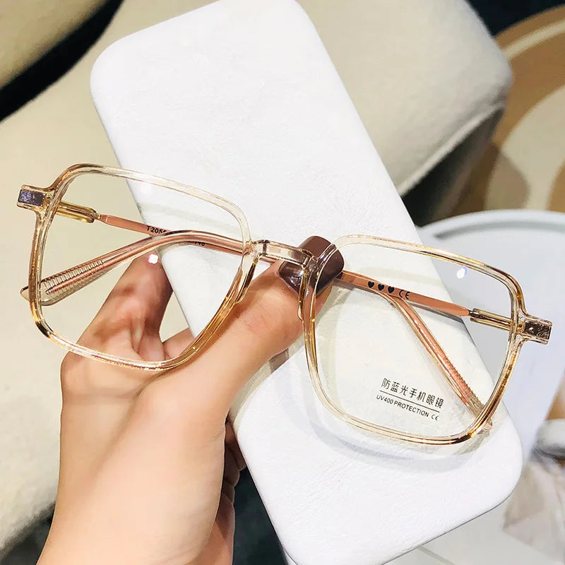 Trendy Reading Glasses for Women — Anti Blue Light Presbyopia Eyewear, High-Definition Transparent Frame, Unisex Eyeglasses