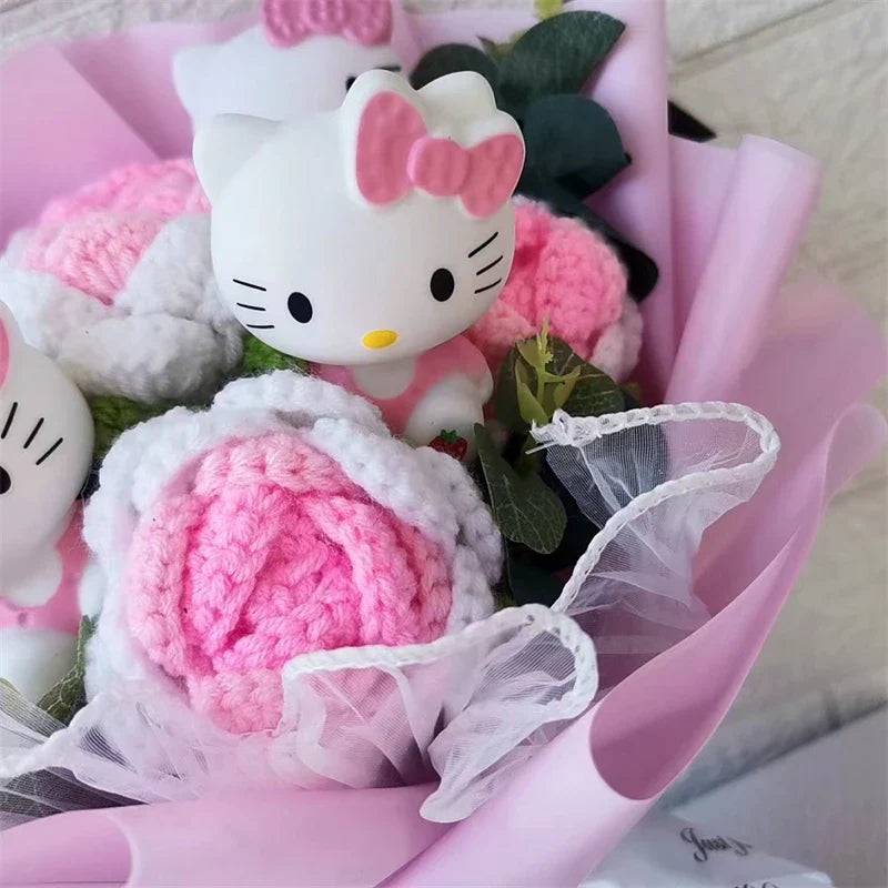 Hello Kitty Plush Bouquet — Anime Rose Soap Flowers for Wedding & Home Decor