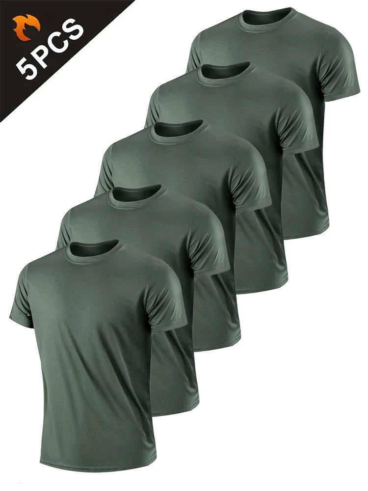 5PCS Men’s Quick Dry Sports T-Shirts – Ultralight Breathable Workout Tops for Running, Training & Gym