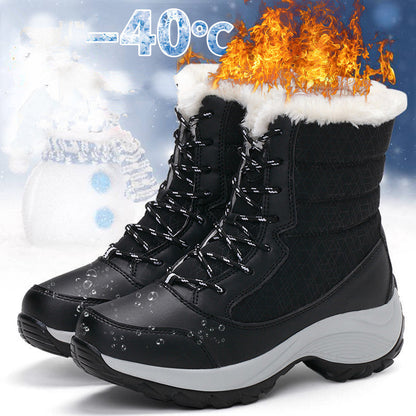 Women’s Snow Boots — Non-Slip Waterproof Fur-Lined Platform Ankle & Thigh-High Winter Boots with Wedges