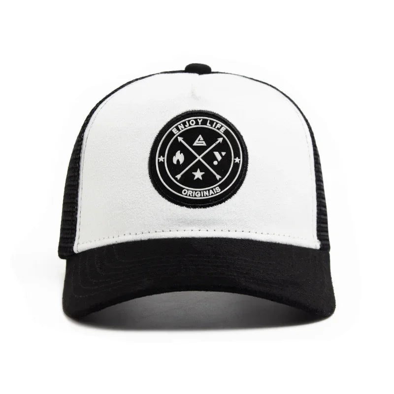 Summer Mesh Baseball Cap – Unisex Snapback Hat with Letter Icon, Breathable Casual Trucker Dad Hat for Men & Women