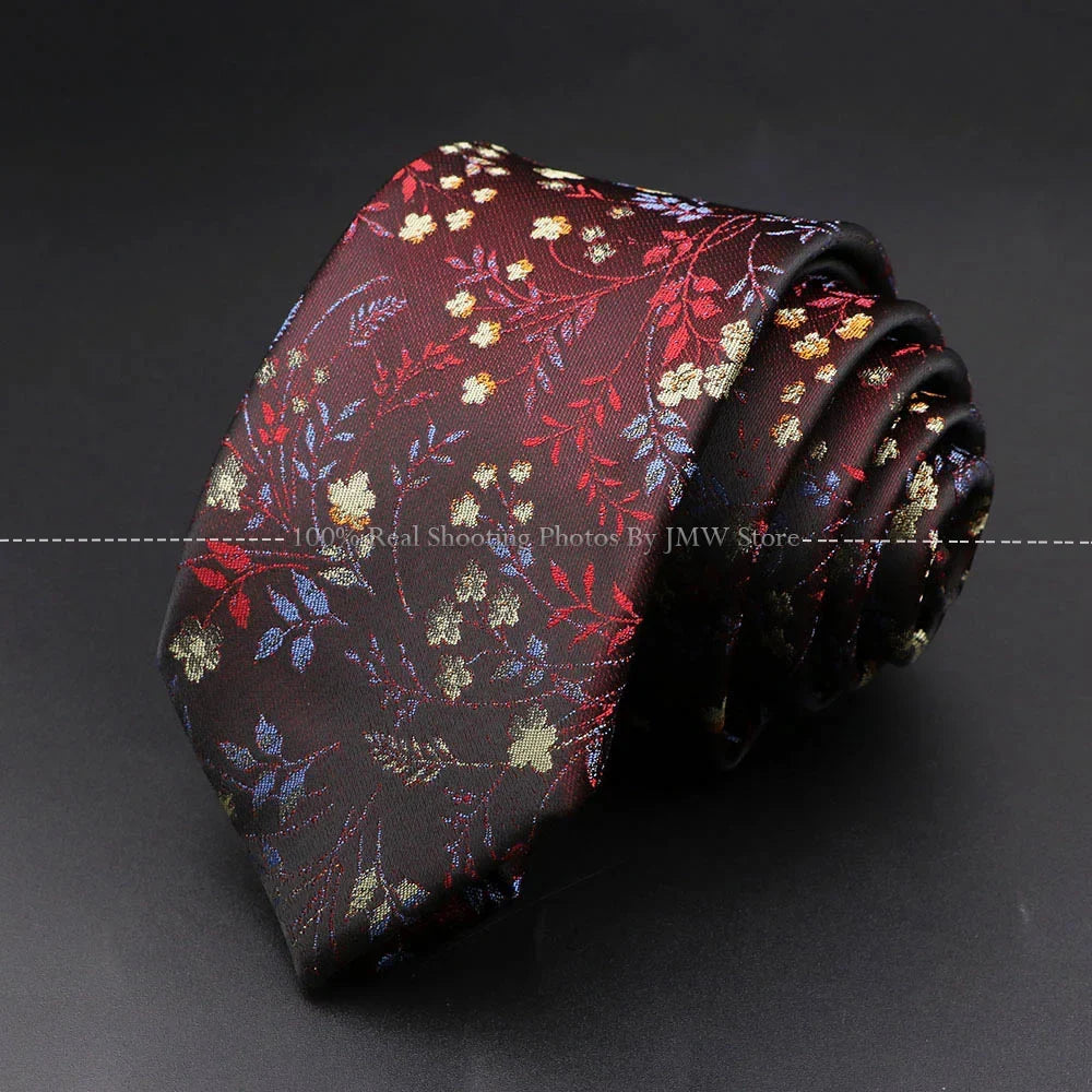 Men’s Wedding Floral Necktie - Wave Fireworks Meteor Flower Design Tie for Groom, Business & Formal Accessories Gift