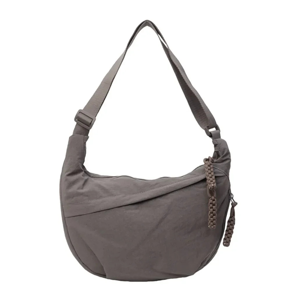 Women’s Casual Canvas Crossbody Bag – Large Capacity Lightweight  Hobo Shoulder Bag Solid Color Dumpling Bag