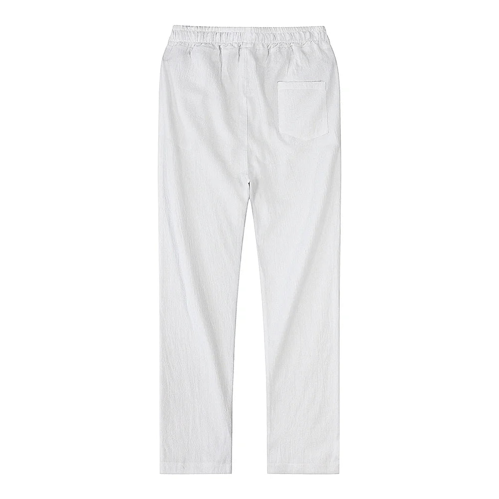 Men's Cotton Linen Pants – Breathable Solid Color Trousers for Autumn, Fitness & Streetwear, S-3XL